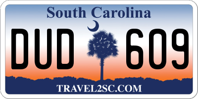 SC license plate DUD609