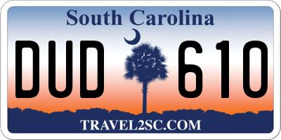 SC license plate DUD610