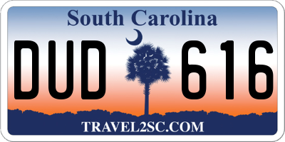 SC license plate DUD616