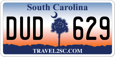 SC license plate DUD629