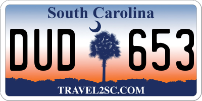 SC license plate DUD653