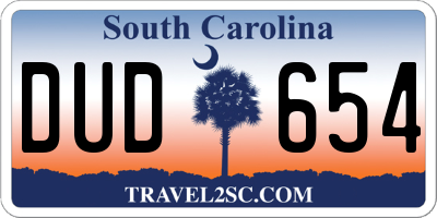 SC license plate DUD654