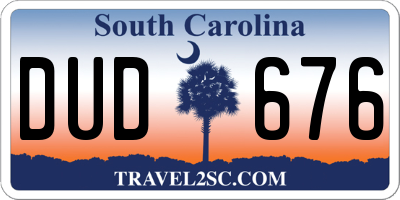 SC license plate DUD676