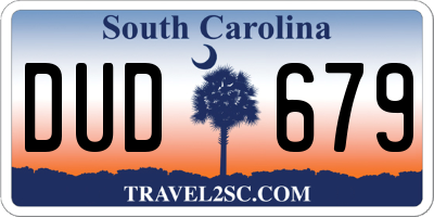 SC license plate DUD679