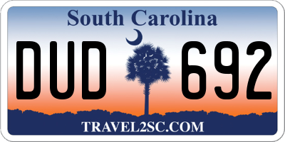 SC license plate DUD692