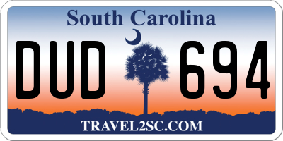 SC license plate DUD694
