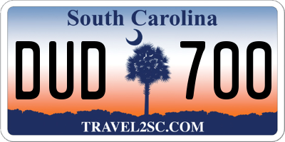 SC license plate DUD700