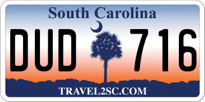 SC license plate DUD716