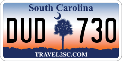 SC license plate DUD730