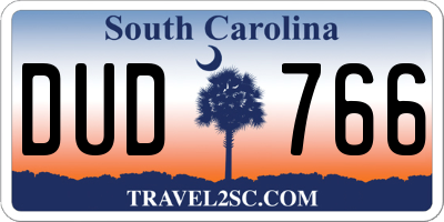 SC license plate DUD766