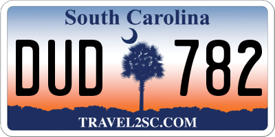 SC license plate DUD782
