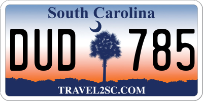 SC license plate DUD785