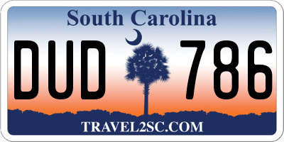 SC license plate DUD786
