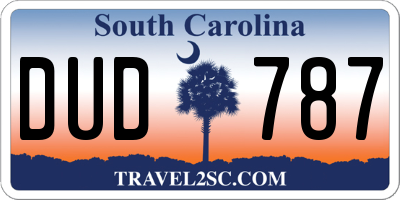 SC license plate DUD787