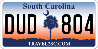 SC license plate DUD804