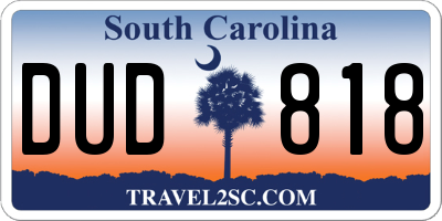 SC license plate DUD818
