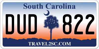 SC license plate DUD822