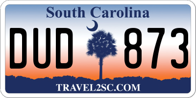 SC license plate DUD873