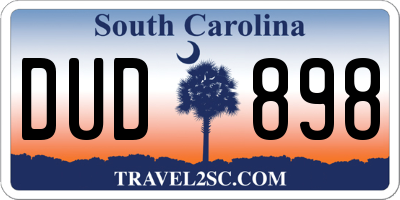 SC license plate DUD898