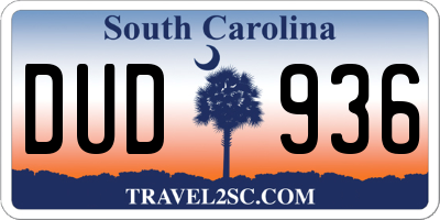 SC license plate DUD936