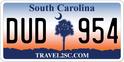 SC license plate DUD954