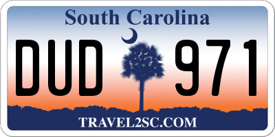 SC license plate DUD971