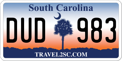 SC license plate DUD983