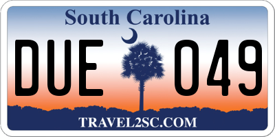 SC license plate DUE049