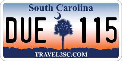 SC license plate DUE115
