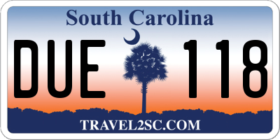 SC license plate DUE118