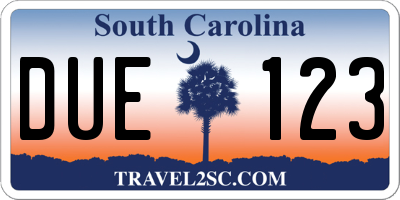 SC license plate DUE123