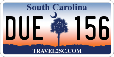 SC license plate DUE156