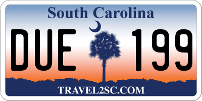 SC license plate DUE199