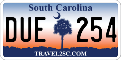 SC license plate DUE254
