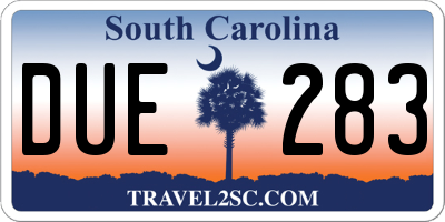 SC license plate DUE283