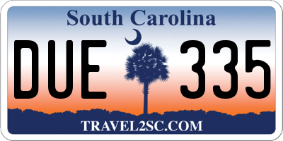 SC license plate DUE335