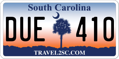 SC license plate DUE410