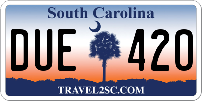 SC license plate DUE420