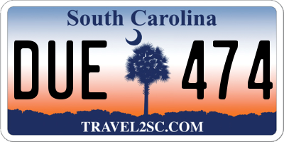 SC license plate DUE474