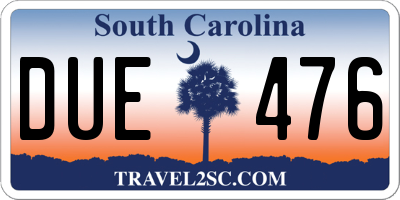 SC license plate DUE476