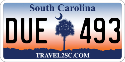 SC license plate DUE493