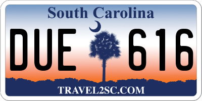 SC license plate DUE616
