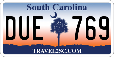 SC license plate DUE769