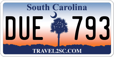 SC license plate DUE793