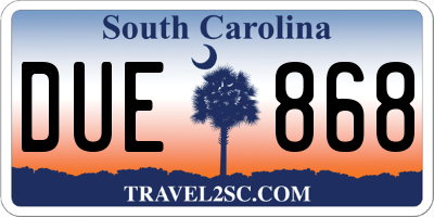 SC license plate DUE868