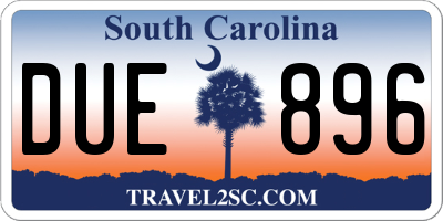 SC license plate DUE896