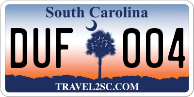 SC license plate DUF004