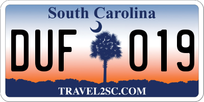 SC license plate DUF019