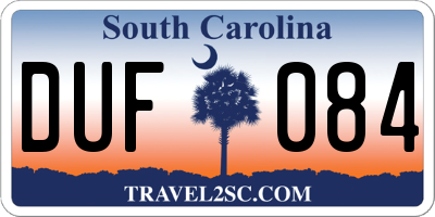 SC license plate DUF084