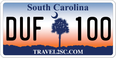 SC license plate DUF100